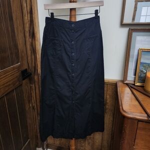 Womens 8‎ Cotton Black Button Maxi